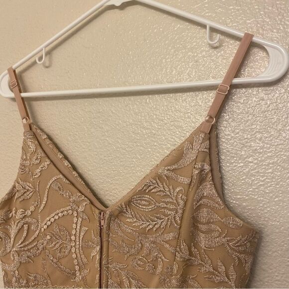 Xtraordinary blush pink beige tan embroidered lace skater Formal Dance - 5 - Picture 10 of 15